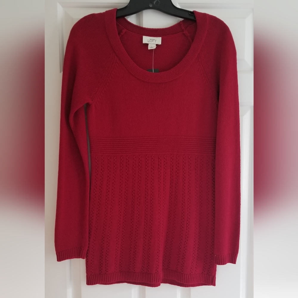 Women's Scoop Neck Top Deep red Size Small Ann Taylor Loft